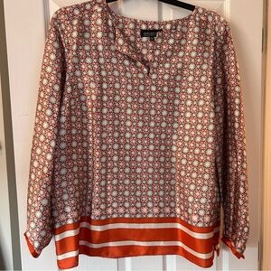 ❤️MAKE OFFER❤️ Jones New York Fall Orange graphic Blouse PLUS Size 18W Tunic
